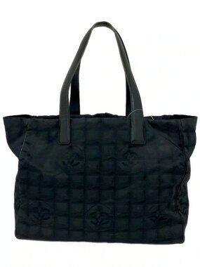 CHANEL New Travel Line Tote MM - Black Nylon Leather Tote Bag
